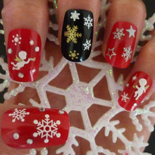 12 Styles Pick Christmas Snowflakes Design 3D Nail Sticker Art Stickers Decorations Beauty Decals Free Shipping
