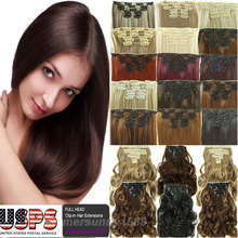 Hairpiece 23 17inch 175g Straight 18Clips in False Hair Styling Synthetic Clip In Hair Extensions 6