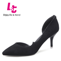 L T shoes women thin high heels kid suede pointed toe pumps chaussure femme sapato feminino
