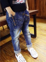 2015 Designer Korean Version Boys Jeans Autumn New Kids Straight Trousers Pants For Boys Clothes 3-7Y PT80810-1
