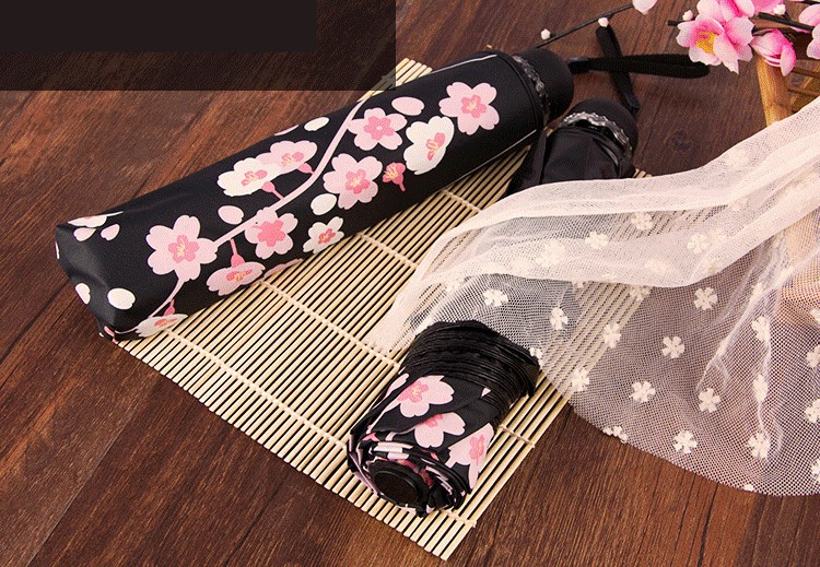 2016 High Quality Man Woman Fashion Beautiful Sakura Rain Umbrella 3 Fold Anti Uv Fashion Windproof Free Shipping HI01 (9)