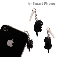 Black cat –Hanging cat dustproof plug –lovely cute puppy 3.5mm universal dust Plug Earphone Jack Plug Free shipping