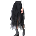 Vintage 4 Layers Tutu Tulle Skirts Womens fashion mesh midi Skirt Elastic High Waist Pleated maxi