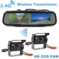 DIYKIT Dual 4 3 inch Screen Rearview Car Mirror Monitor 2 x CCD Waterproof Car Rear