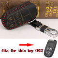 4Buttons Black Leather Red Thread Remote Keyfob Key Holder Car Key Cover Case Fob fit For