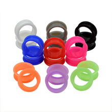 1 Pair Ear plugs High Quality piercing Thin Silicone Flexible Body Jewlery 3-25mm Skin Tunnel Plugs Skin Hollow Ear Plug