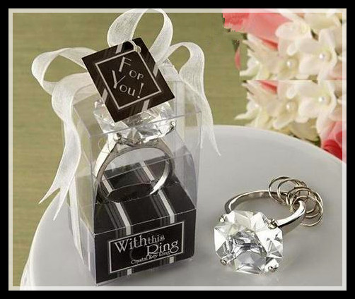 Free shipping 10 pcs Diamond ring shape keychain Key accessories home party Favors Wedding Gifts For Guests wedding souvenirs