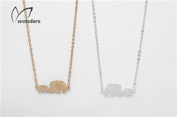 Mom and Baby Elephant Necklace