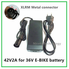 42V2A electric bike lithium battery charger for 36V lithium battery pack XLRF Socket