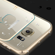 S6 S6 Edge Luxury Dual Hybrid Metal Aluminum Frame Clear Acrylic Back Case For Samsung Galaxy