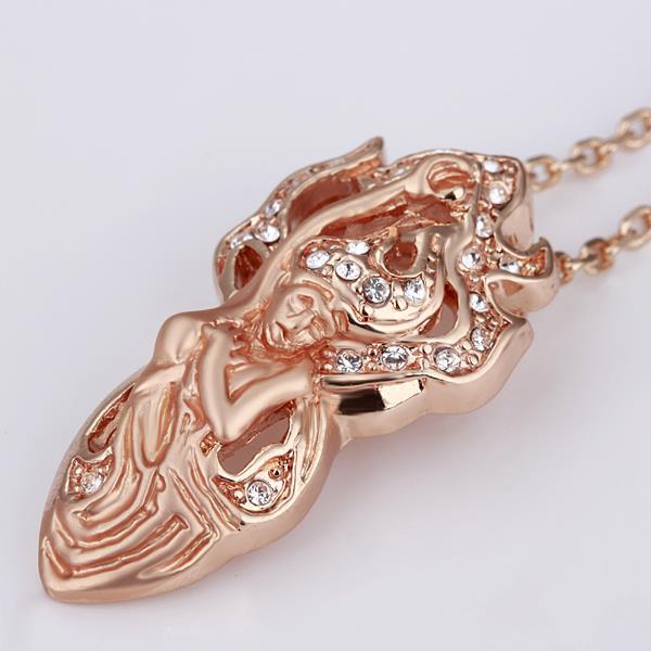 Geometric Design Designed Pendant Necklace,TF Fashion Jewelry,Rose Gold Plated Rhinestone Sporty Style Gift For Women Dress Accessories