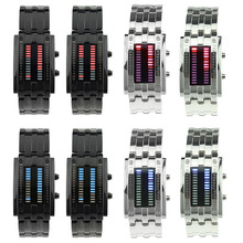 Men ‘ s del estilo del ejército impermeable binario LED Digital reloj con correa de acero inoxidable para tiempo mes exhibición de la fecha