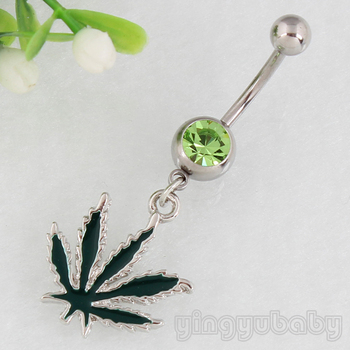 Retail Fashion jewelry Belly button ring navel ring Maple 14G 316L ...