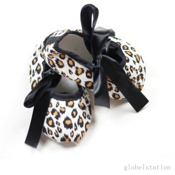Infant Baby Toddler Girl Dot Damask Zebra Leopard Print Silk Ribbon Shoe Newborn