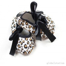 Infant Baby Toddler Girl Dot Damask Zebra Leopard Print Silk Ribbon Shoe Newborn