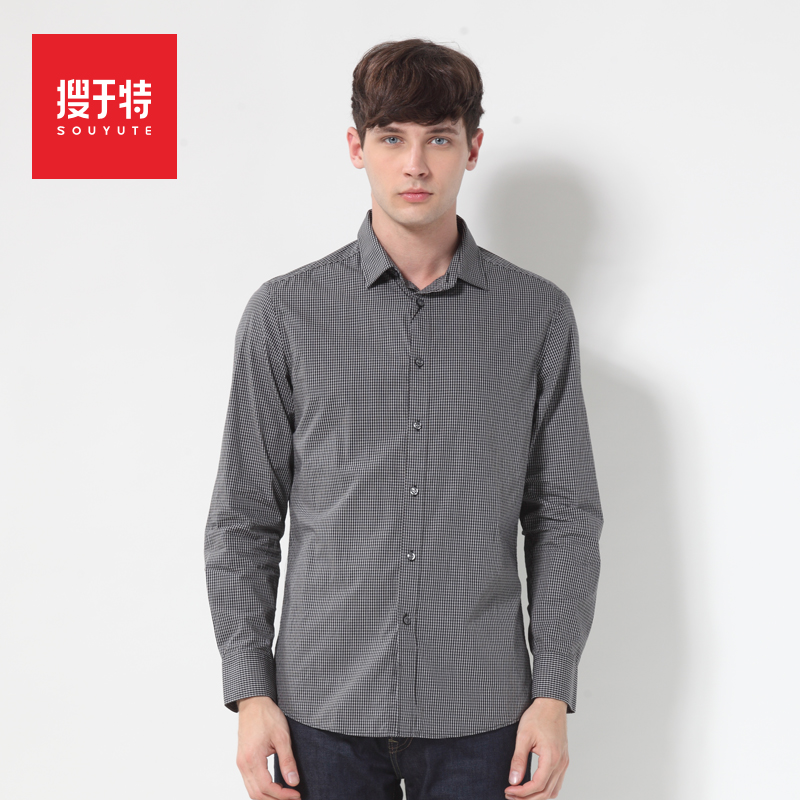 Autumn men's clothing male long-sleeve shirt slim shirt 100% cotton casual plaid shirt