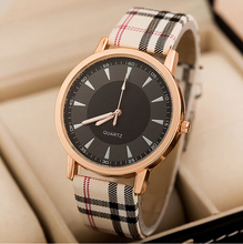 2015 Summer new breathe sweet Plaid Ribbon minimalist chassis ladies wristwatch women watch quartz Dress Watch Leather Strap