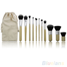 11Pcs Wood Handle Makeup brushes Cosmetic Eyeshadow Foundation Concealer Brush Set 1D3I