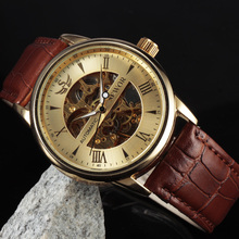 Casual Fashion Men s Watches Men Luxury Brand Skeleton Dial Leather Strap Mechanical Watch Vintage Reloj