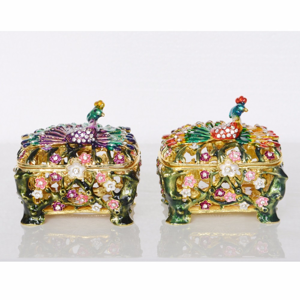 TBP1562-peacock figurine jewelry trinket box