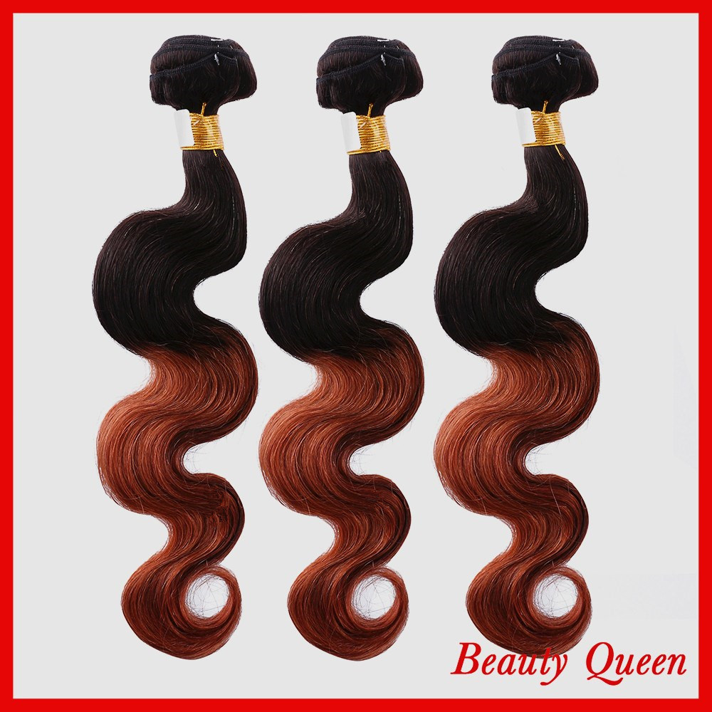 7A Queen Hair Products Brazilian Ombre Body Wave Virgin Hair Two Tone 1B/30 3pcs lot 12