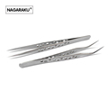 NAGARAKU 2pcs set straight and curved eyelash extention tweezers