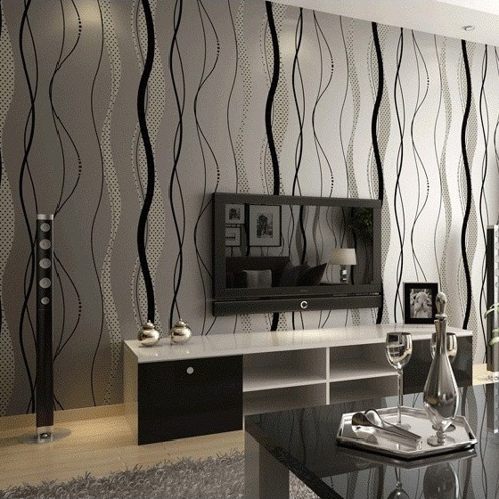 Quality Fabric 3D flocking Non Woven black wallpaper Luxury wall paper for bedroom wall decals decoration wall papers home decor