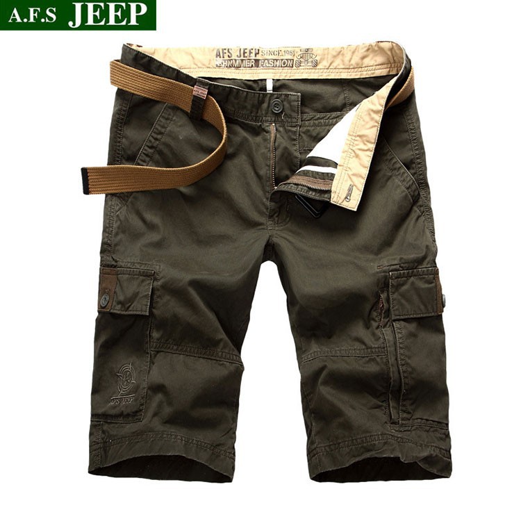 2015 New Summer Breathable Black Khaki Casual Pure Cotton Shorts Large Fashion Beach Army Plus Size Brand AFS JEEP 30~40 42 44 (2)