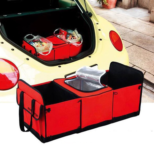 Multi-purpose Car Boot Folding Storage Bag Box Organizer Insulated Cooler Bag (Red)
