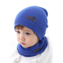 5 Colors! Retail Children Hedging Cap + Scarf Suit Leather Standard Solid Color Candy-Colored Cnit Hats Newsboy Caps Baby Hat