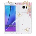 Luxury Pink Flower 3D Bling Handmade Hard Back Case With Crystal Glitter Rhinestone For Samsung Galaxy