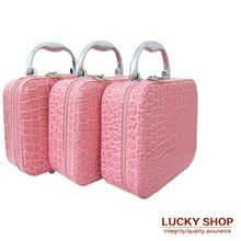 Free Shipping Hot & New Cosmetic Case 2016 Cute Fashion lady Makeup Bag Makeup Suitcase Crocodile Women Handbag Women bag