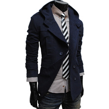 2015 new winter men s casual luxury fashion double breasted hooded jacket free shipping A06 5606
