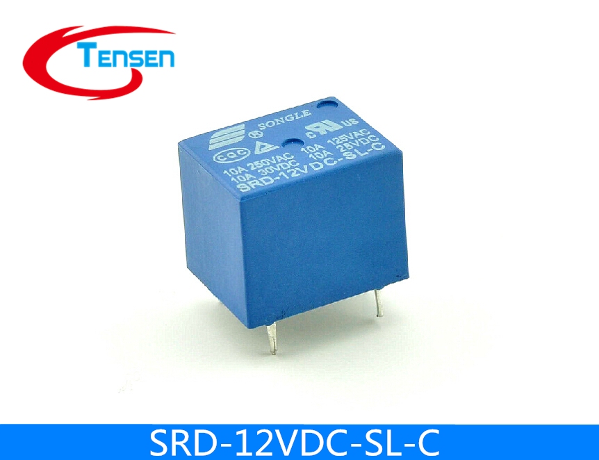10PCS/lot 12V DC SONGLE Power Relay SRD-12VDC-SL-C PCB Type