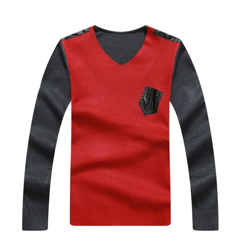 New 2015 Hot Male Fashion V-neck Long Sleeve Solid...