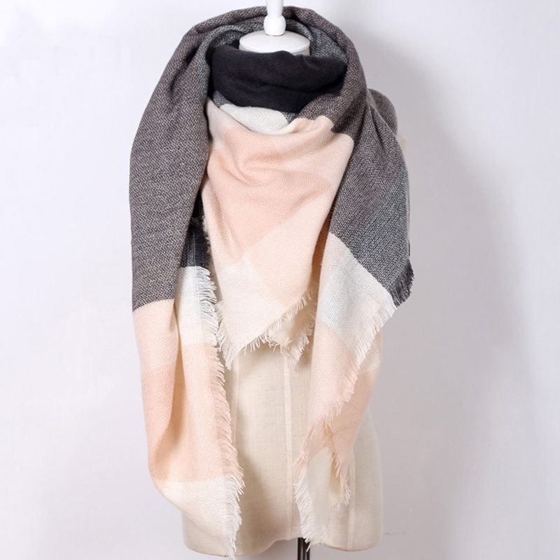 za Brand winter women Cashmere Scarf font b Plaid b font Oversized Shawls Unisex Acrylic warm