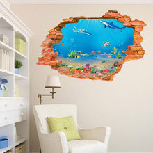 Hot 3D Sea World Wall Stickers Removable Wallpaper Vinyl Decal Mural Room Decor