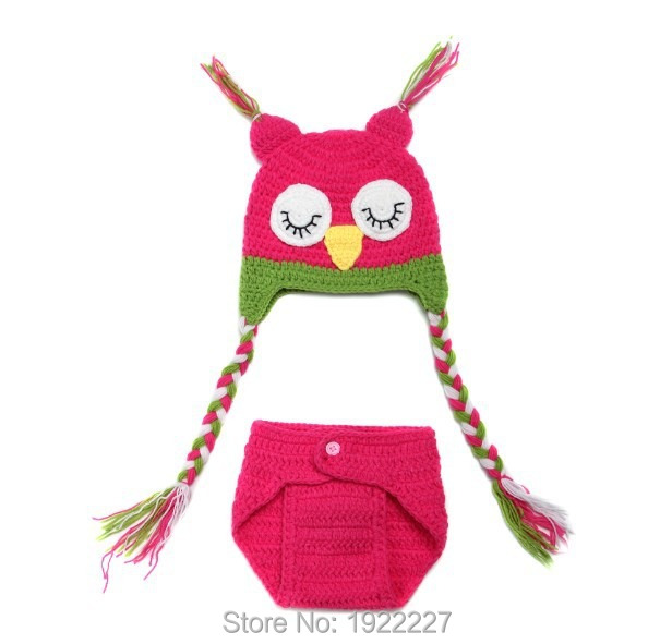 Clothes Photo Prop Outfit Baby Newborn Girl Infant Knit Crochet Pink Owl Costume