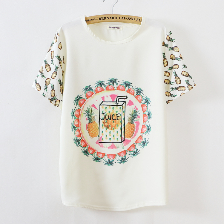 Summer 2015 pineapple women\'s chiffon short-sleeve...