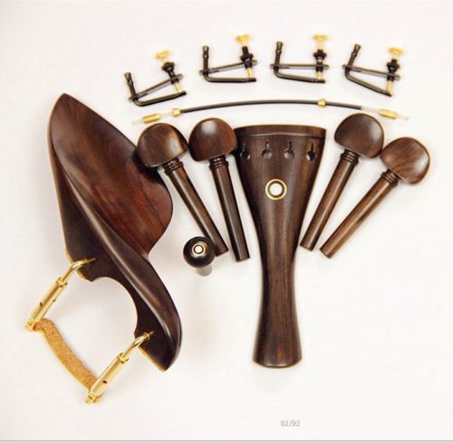 2 Sets New Ebony Wood 4/4 Violin Accessories Chin Rest Golden Clamp Tailpiece Tuners Endpin Pegs Tail Gut acessorio para violino