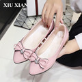 2017 Spring Autumn Fashion Women Shoes Round Head Ballet Flats Shoes Women Bowtie Slip on Sandals