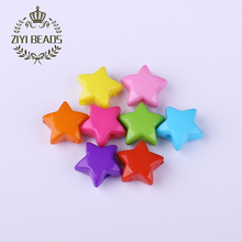 Hot Five Star Shape Flat Beads 120pcs/Lot Wholesale Multi Color Acrylic Straight Hole Spacer Beads For Kids DIY Jewelry Making