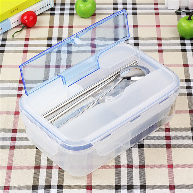 1 шт. Экологично Открытый Портативный Микроволновая Lunch Box с Soup Bowl Палочки Для Еды Ложка Пищевых Контейнеров Для детей Школьный Офис