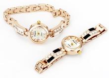 3 Color Crystal Stainless Steel Women Necklace Watch Ladies Chain Bracelet Quartz Wrist Watches