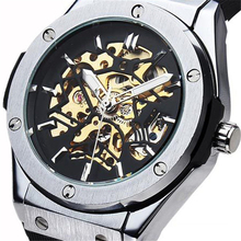 2016 new fashion men male sewor brand stylish skeleton clock rubber design classic automatic mechanical wrist sport watch gift