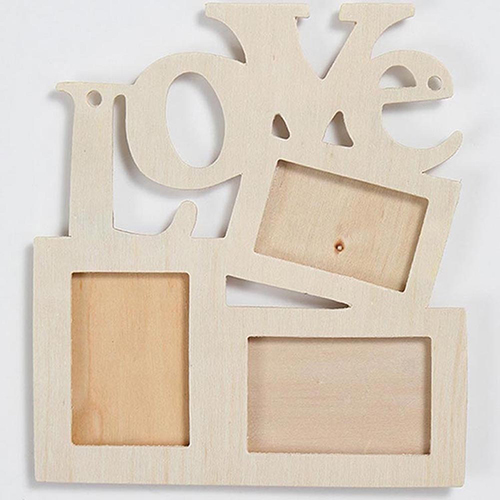 Wooden Photo Frame Decorative Three-in-one Hollow Love DIY Painting Picture Deco 