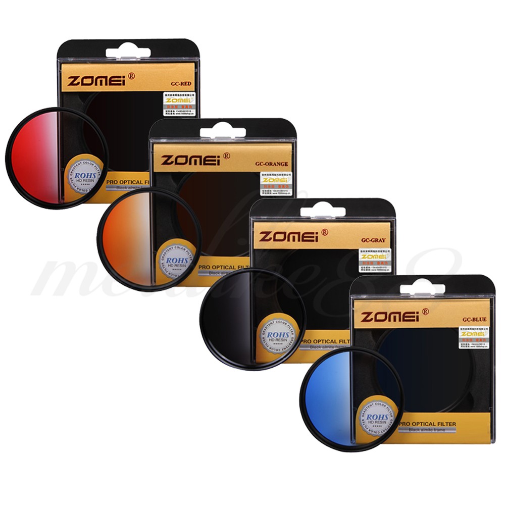 ZOMEI Graduated Gradual Color Filter Kit - Red Blue Orange Gray (12)