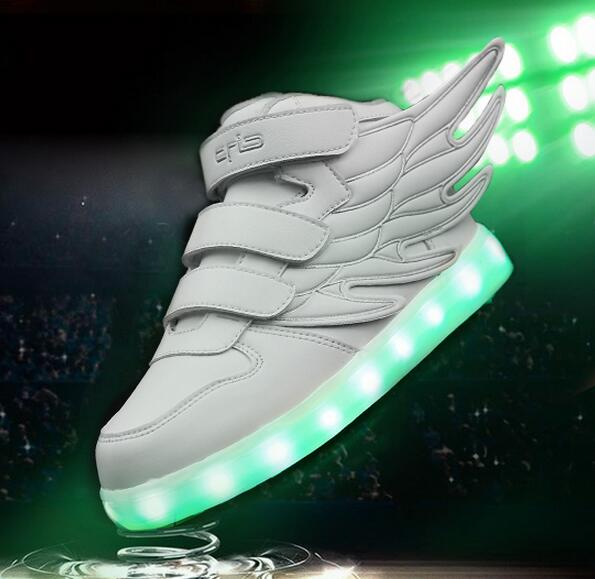 Children Shoes Enfants Light Up Sneakers Kids USB Charging Sole Luminous Sneakers Led Shoes Girls Boys Light Shoes With Wings