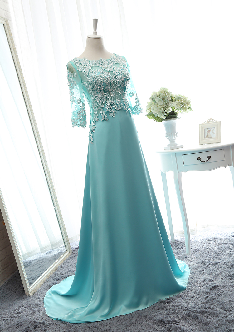 turquoise satin robe
