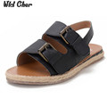 Geneine leather 2017 Summer Fashion silver Slippers Women Sandals buckle flat shoes flip flops Women Wedge